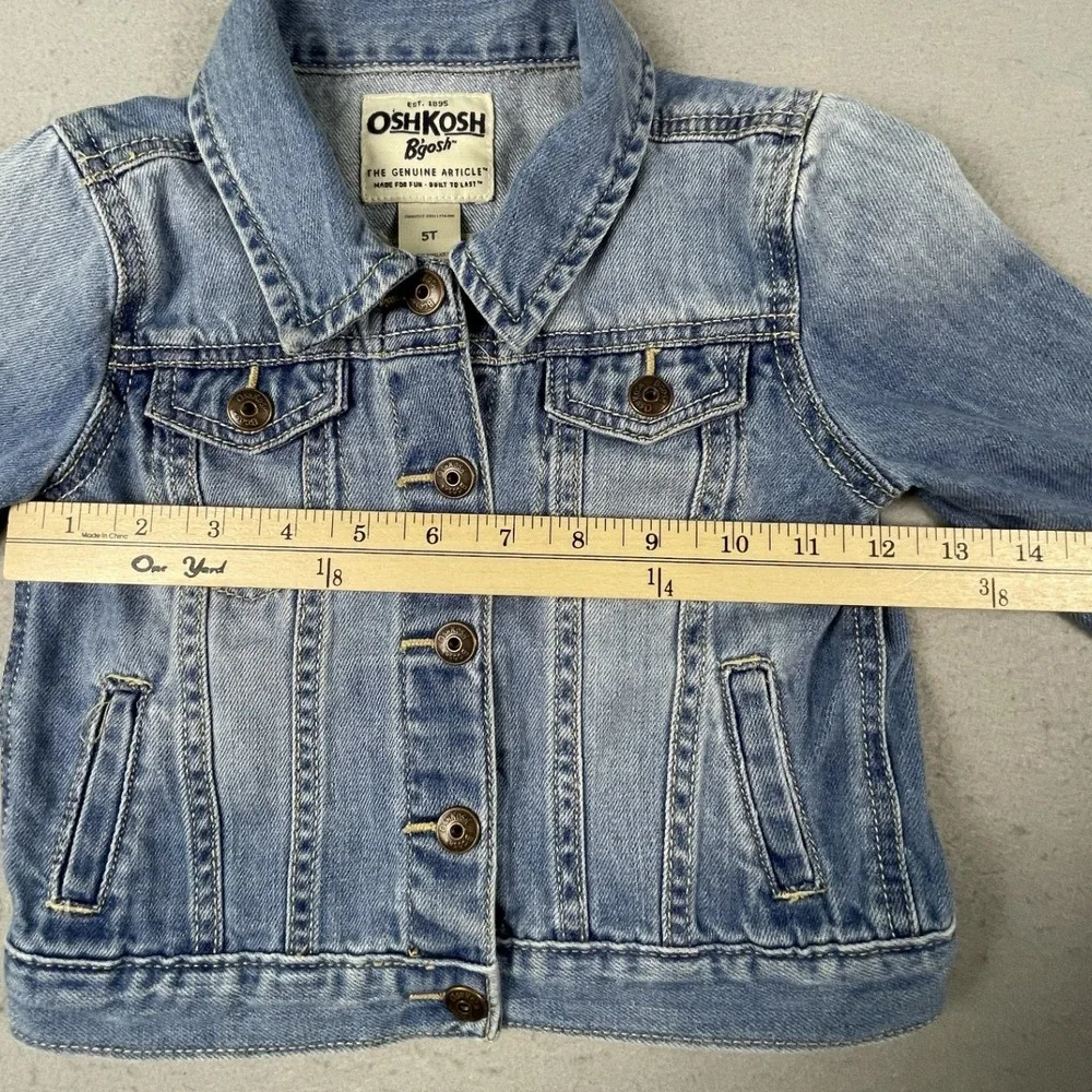 OshKosh Denim Jacket Kids 5T Blue B'gosh Trucker Classic Cotton Jean Jacket